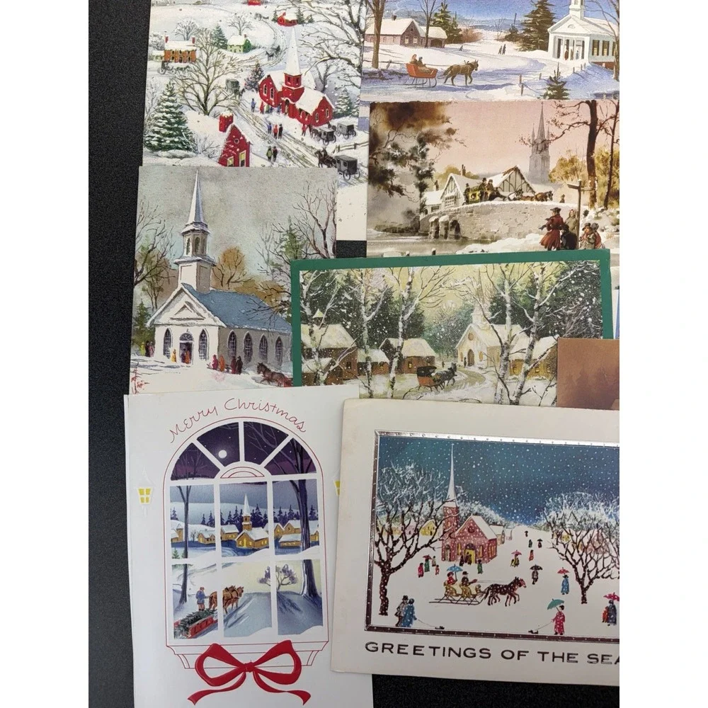 Vintage Christmas Cards Fronts ONLY Horses Scrapbooking Decoupage Lot 50+
